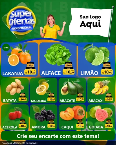 Modelo de Rede Social para Feed Instagram com o tema Super Ofertas de Independência para Hortifrúti