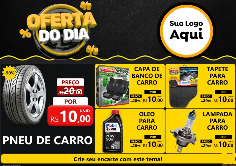 Modelo de Encarte para Encarte A4 Horizontal com o tema Oferta Do Dia para Auto peças