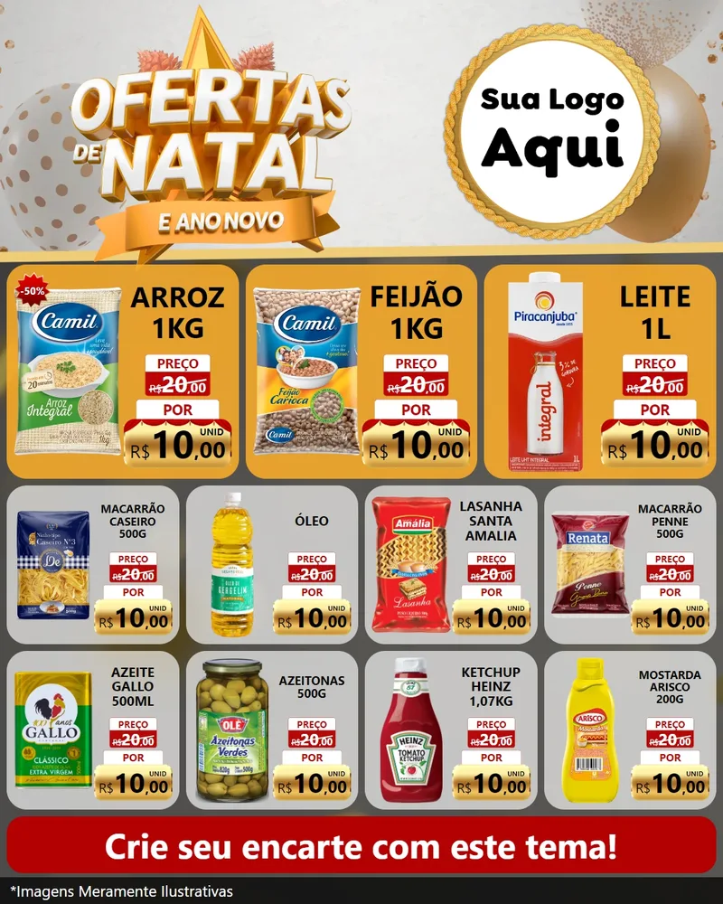 Modelo de Rede Social para Feed Instagram com o tema Ofertas De Natal E Ano Novo para Supermercado