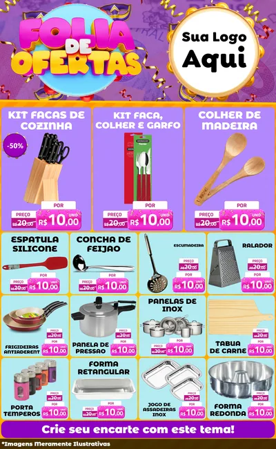 Modelo de Encarte para Encarte Grande com o tema Folia de Ofertas para Utilidades Domésticas