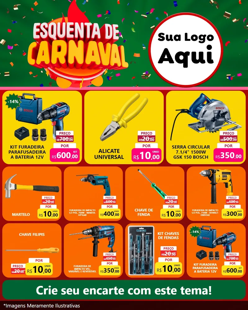 Modelo de Rede Social para Feed Instagram com o tema Esquenta de Carnaval para Maquinas e Ferramentas