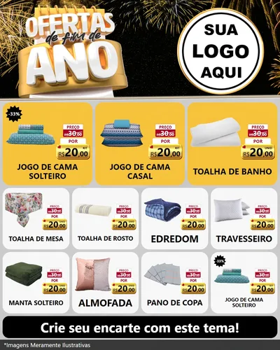 Modelo de Rede Social para Feed Instagram com o tema Ofertas de Fim de Ano para Cama, Mesa e Banho