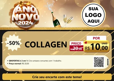 Modelo de Cartaz para Cartaz A4 Horizontal com o tema Feliz Ano Novo 2027 para Suplementos alimentares