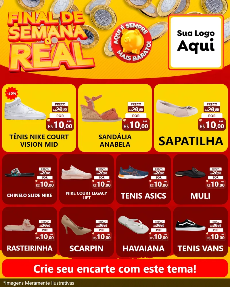 Modelo de Rede Social para Feed Instagram com o tema Final de Semana do Real para Calçados