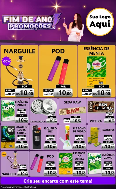 Modelo de Encarte para Encarte Grande com o tema Fim de Ano Promoções para Tabacaria