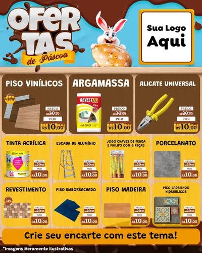 Modelo de Rede Social para Feed Instagram com o tema Ofertas de Páscoa para Material para Construção