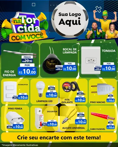 Modelo de Rede Social para Feed Instagram com o tema Na Torcida Com Você - Copa para Materiais Elétricos