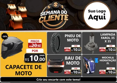 Modelo de Encarte para Encarte A4 Horizontal com o tema Semana do Cliente para Moto peças