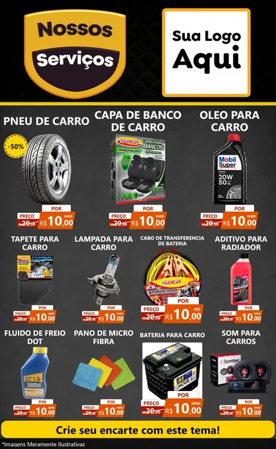 Modelo de Encarte para Encarte Grande com o tema Nossos Serviços para Auto peças