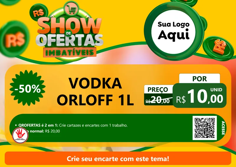 Modelo de Cartaz para Cartaz A4 Horizontal com o tema Show de Ofertas Imbatíveis para Distribuidora de bebidas