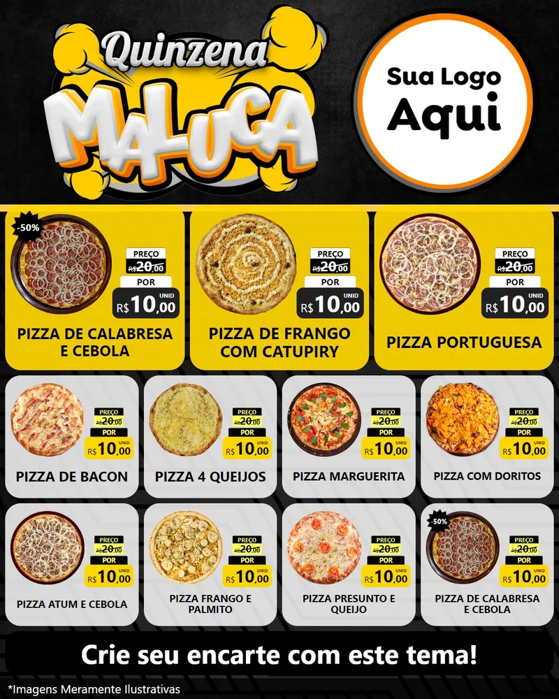 Modelo de Rede Social para Feed Instagram com o tema Quinzena Maluca para Pizzaria