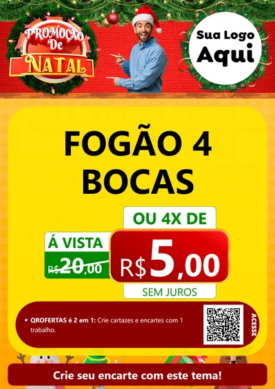 Modelo de Cartaz para Cartaz A4 Vertical com o tema Promoção de Natal para Móveis e Eletro