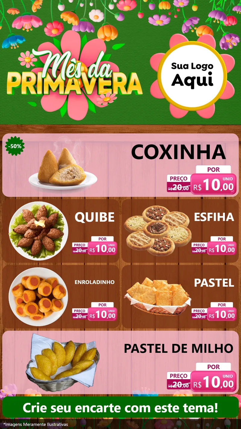 Modelo de TV para TV Vertical com o tema Mês da Primavera para Salgadaria