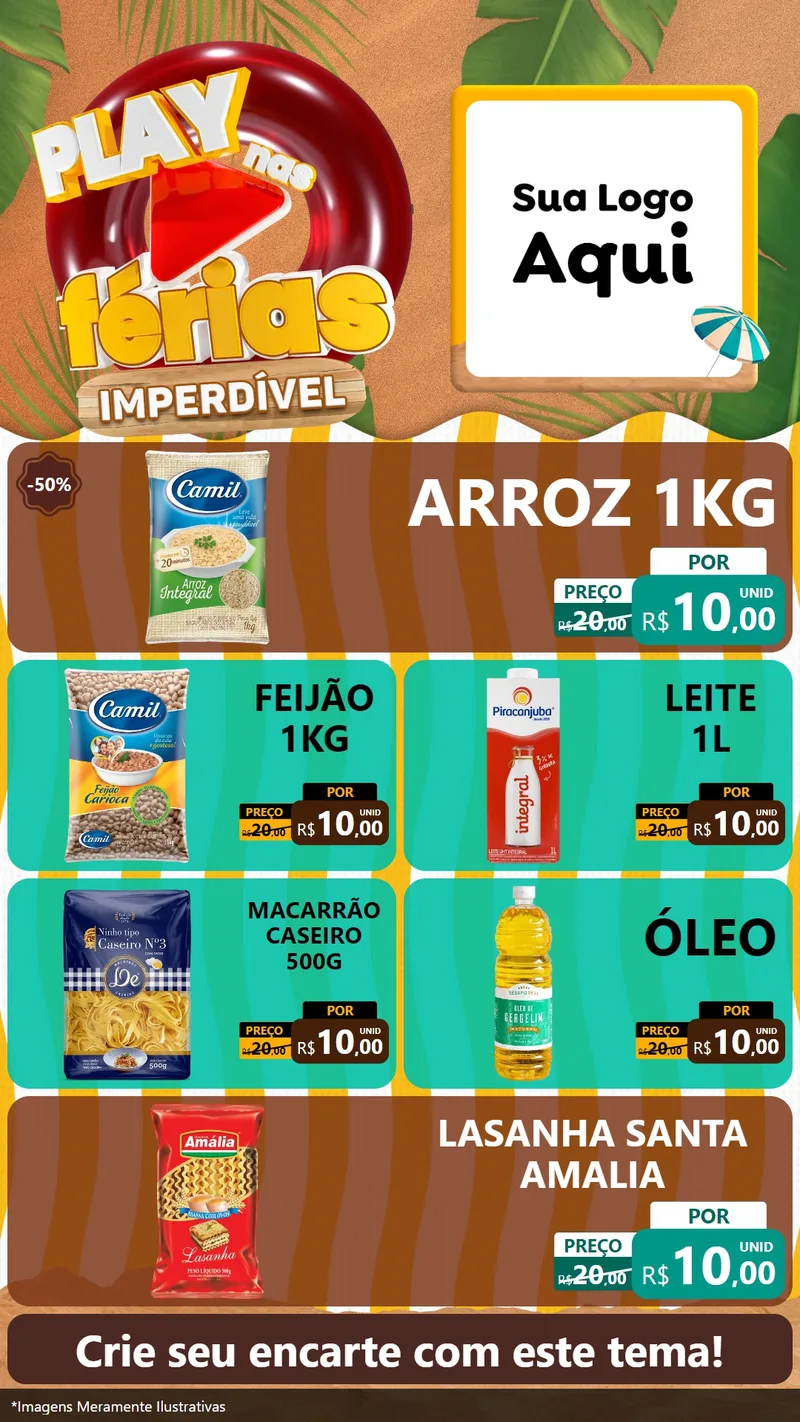 Modelo de TV para TV Vertical com o tema Play Nas Férias Imperdível para Supermercado