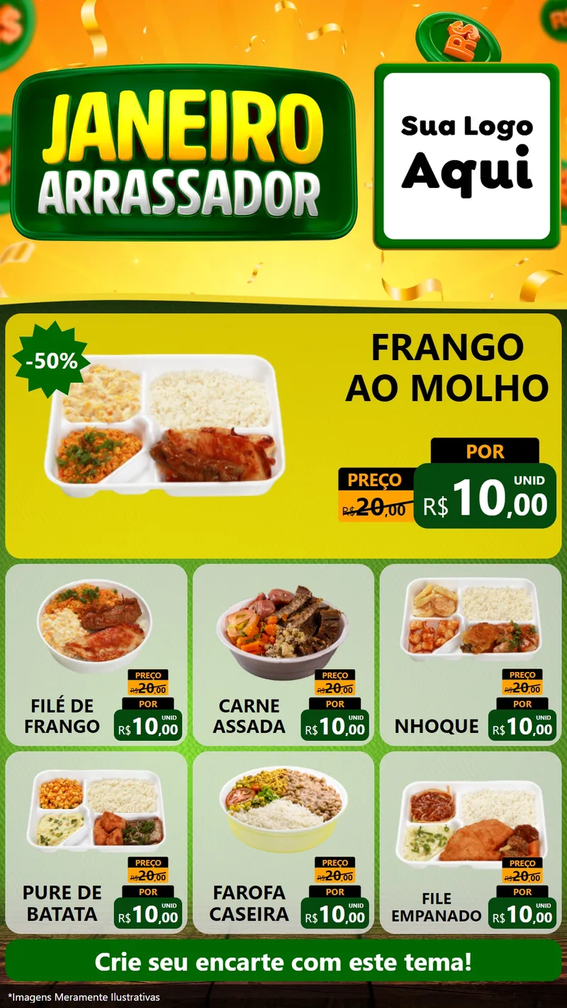 Modelo de Rede Social para Stories com o tema Janeiro Arrasador para Restaurante