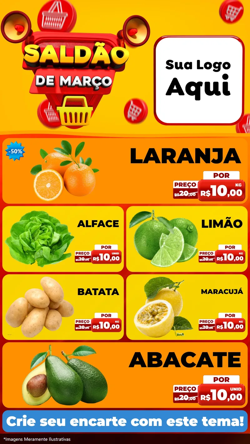 Modelo de TV para TV Vertical com o tema Saldão de Março para Hortifrúti