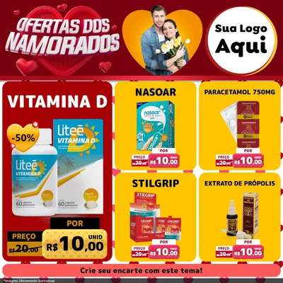 Modelo de Rede Social para Feed Facebook com o tema Ofertas Dos Namorados para Farmácia