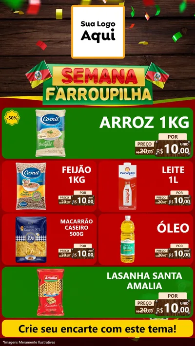 Modelo de TV para TV Vertical com o tema Semana Farroupilha para Supermercado