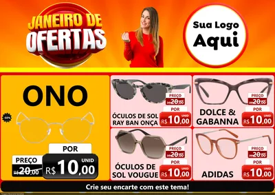 Modelo de Encarte para Encarte A4 Horizontal com o tema Janeiro de Ofertas para Óticas