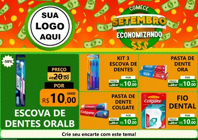 Modelo de Encarte para Encarte A4 Horizontal com o tema Comece Setembro Economizando para Higiene Pessoal