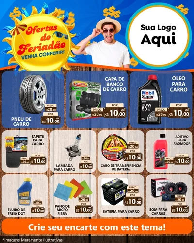 Modelo de Rede Social para Feed Instagram com o tema Ofertas do Feriadão para Auto peças