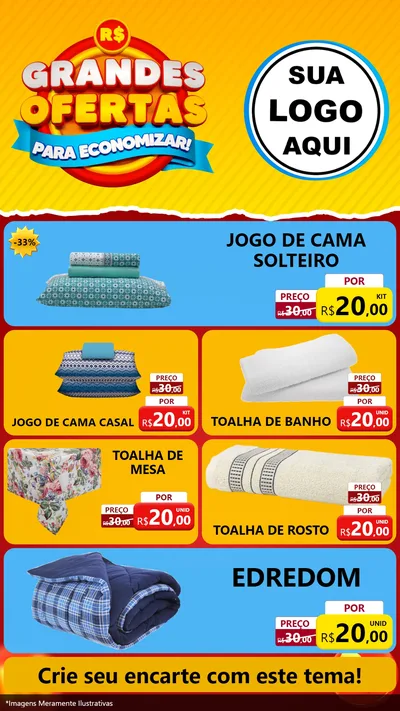 Modelo de TV para TV Vertical com o tema Grandes Ofertas Para Economizar! para Cama, Mesa e Banho