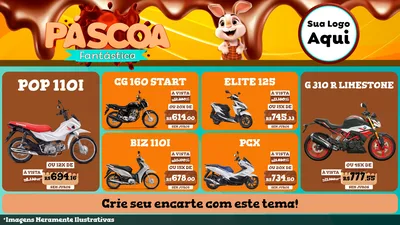 Modelo de TV para TV Horizontal com o tema Páscoa Fantástica para Concessionaria de Motos