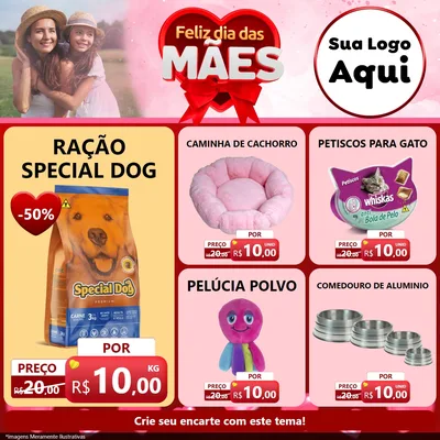 Modelo de Rede Social para Feed Facebook com o tema Feliz Dia Das Mães para Pet Shop