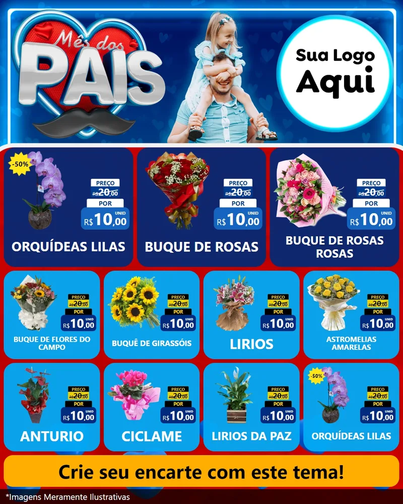 Modelo de Rede Social para Feed Instagram com o tema Mês Dos Pais para Floricultura e jardim