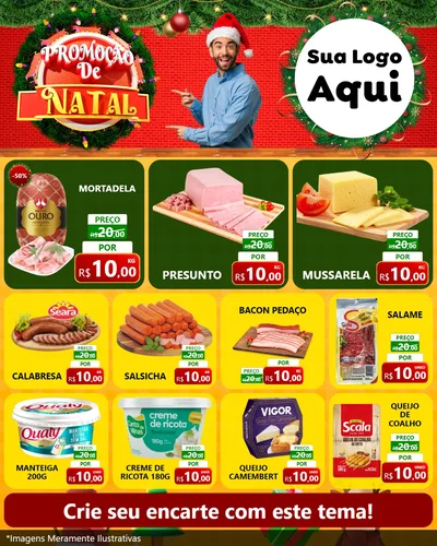 Modelo de Rede Social para Feed Instagram com o tema Promoção de Natal para Frios e Laticínios