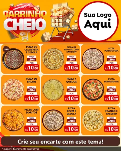 Modelo de Rede Social para Feed Instagram com o tema Promoção carrinho cheio para Pizzaria
