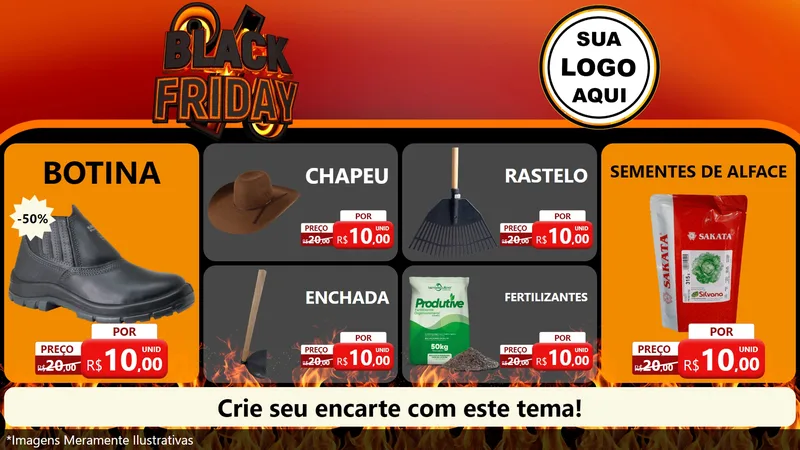 Modelo de TV para TV Horizontal com o tema Black Friday para Agropecuária