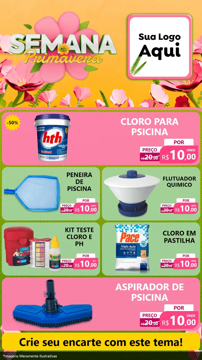 Modelo de TV para TV Vertical com o tema Semana da Primavera para Produtos para Piscina