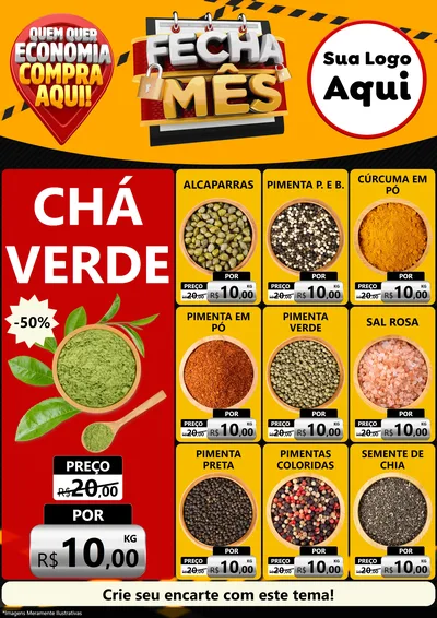 Modelo de Encarte para Encarte A4 Vertical com o tema Fecha Mês para Produtos Naturais