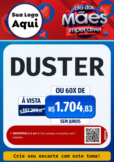 Modelo de Cartaz para Cartaz A4 Vertical com o tema Dia Das Mães Imperdível para Concessionaria de Carros