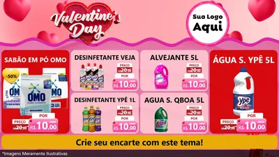 Modelo de TV para TV Horizontal com o tema Valentine's Day para Produtos de Limpeza