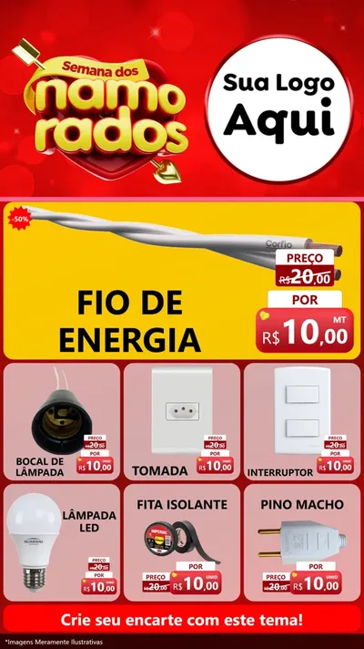 Modelo de Rede Social para Stories com o tema Semana dos namorados para Materiais Elétricos