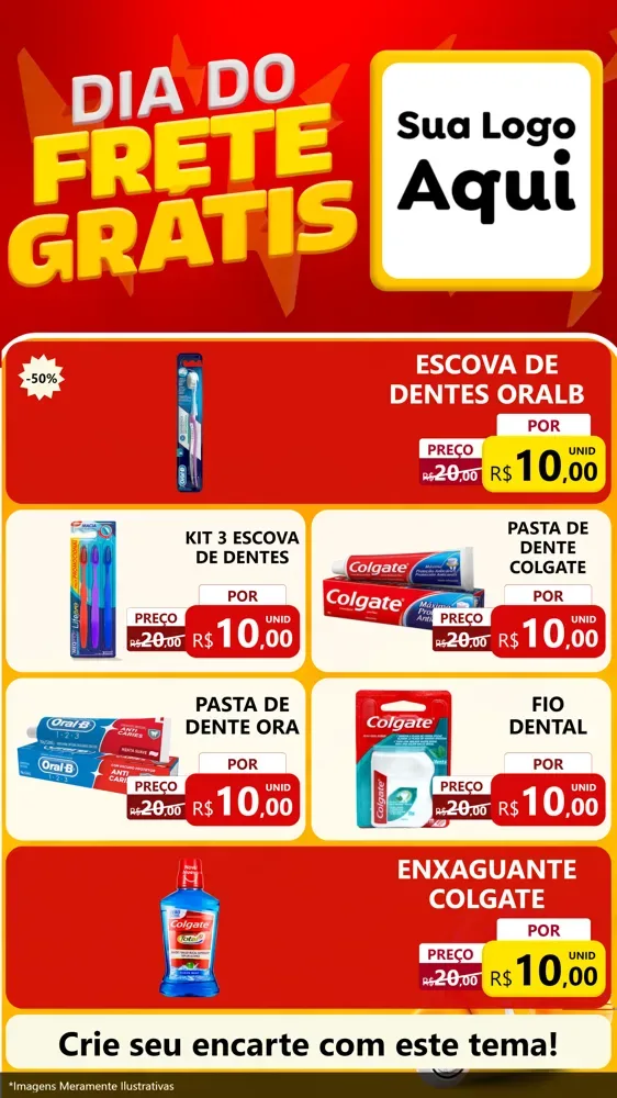 Modelo de TV para TV Vertical com o tema Dia do Frete Grátis para Higiene Pessoal