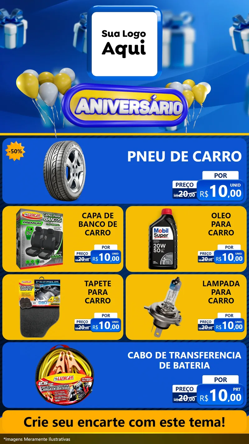 Modelo de TV para TV Vertical com o tema Aniversário para Auto peças