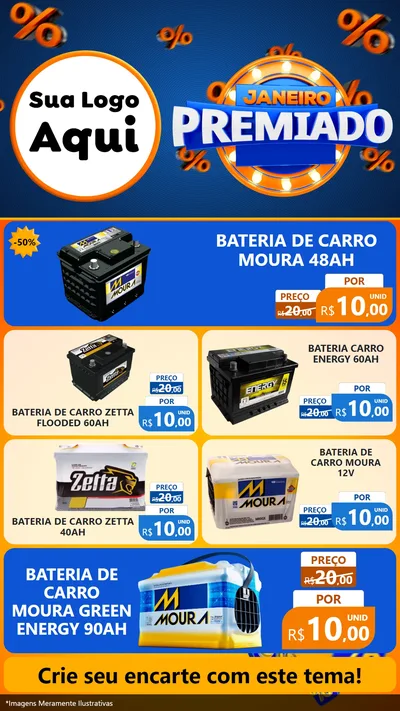 Modelo de TV para TV Vertical com o tema Janeiro Premiado para Baterias Elétricas