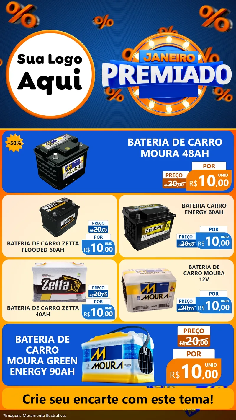 Modelo de TV para TV Vertical com o tema Janeiro Premiado para Baterias Elétricas