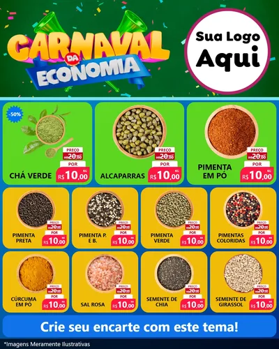 Modelo de Rede Social para Feed Instagram com o tema Carnaval da Economia para Produtos Naturais