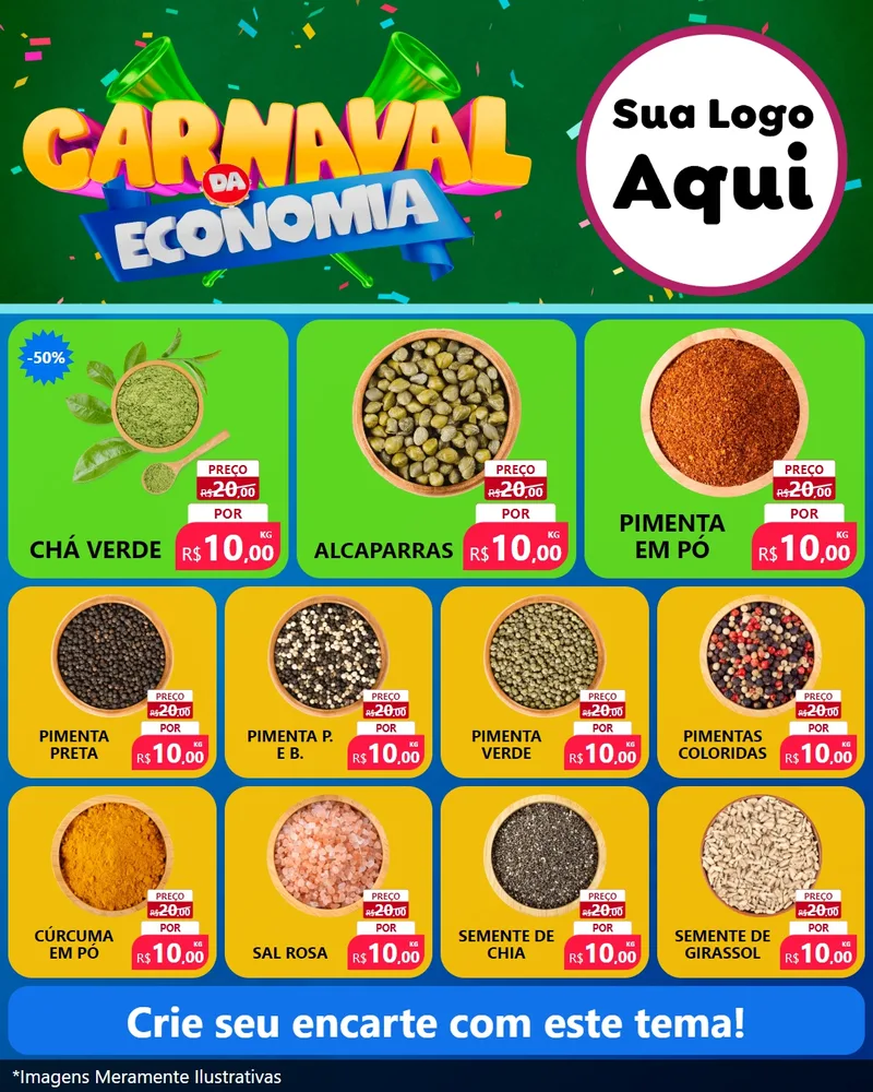 Modelo de Rede Social para Feed Instagram com o tema Carnaval da Economia para Produtos Naturais