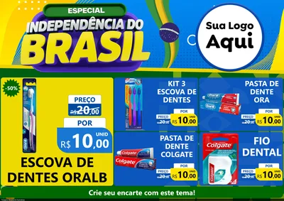 Modelo de Encarte para Encarte A4 Horizontal com o tema Especial Independência do Brasil para Higiene Pessoal