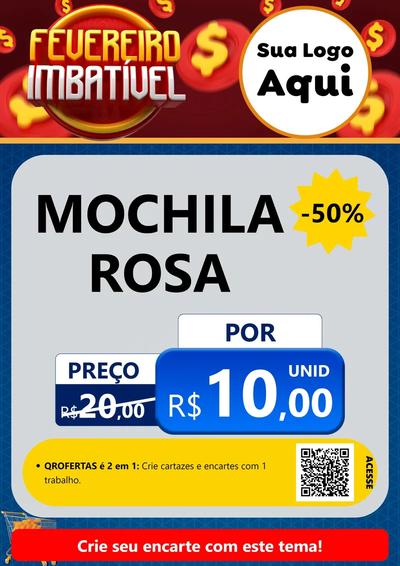 Modelo de Cartaz para Cartaz A4 Vertical com o tema Fevereiro Imbatível para Papelaria