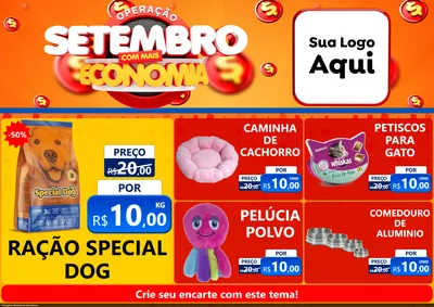 Modelo de Encarte para Encarte A4 Horizontal com o tema Operação Setembro Com Muita Economia para Pet Shop
