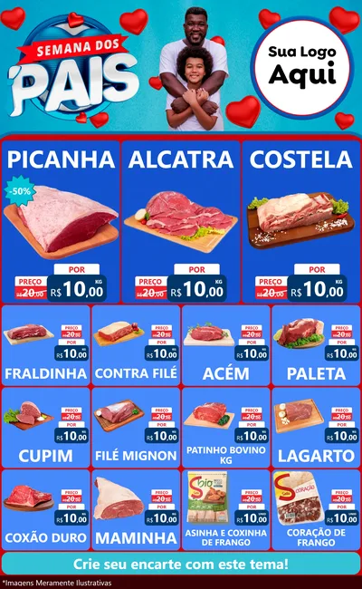 Modelo de Encarte para Encarte Grande com o tema Semana Dos Pais para Açougue