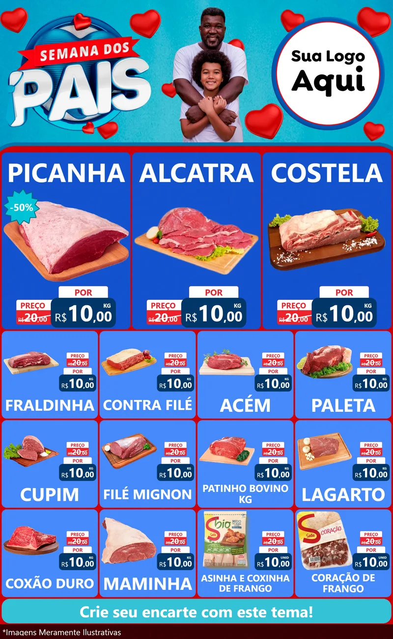 Modelo de Encarte para Encarte Grande com o tema Semana Dos Pais para Açougue