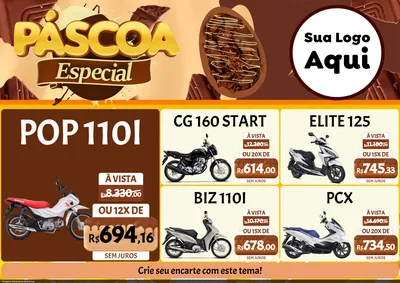 Modelo de Encarte para Encarte A4 Horizontal com o tema Páscoa Especial para Concessionaria de Motos