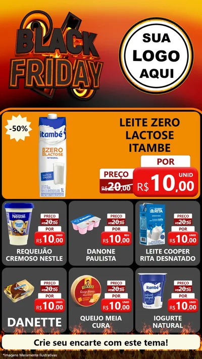 Modelo de Rede Social para Stories com o tema Black Friday para Frios e Laticínios